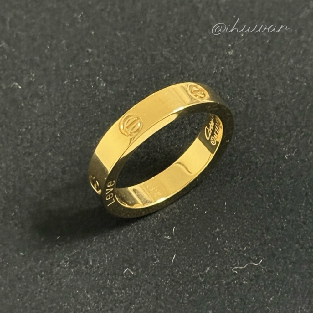 18K Gold Plated Gold Love Screw Ring Size 9 - Picture 3 of 5